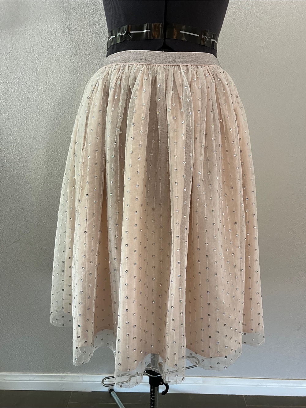 Cat & Jack Pink Midi Tulle Skirt with Sparkle Sequins